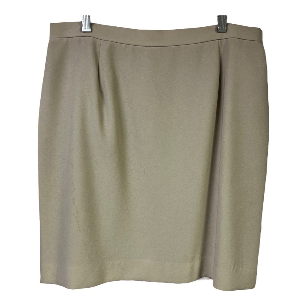 Stanley Blacker Skirt 14 Beige‎ Champagne A-Line Midi Back Slit Button Classic